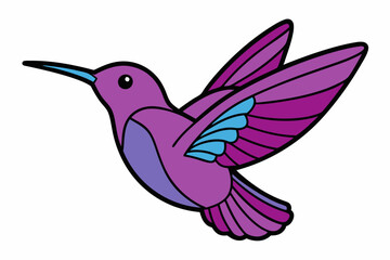 Pink Hummingbird Vector Illustration with Long Beak on White Background