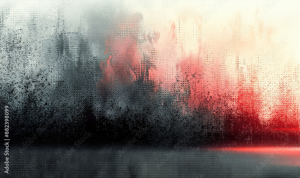 Aufkleber grungy pixelated abstract background with grainy and noisy texture in red black and white gradient s