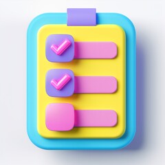 Obraz premium To do list app 3D icon design with geometric shapes. Note board concept illustration