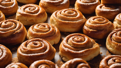 Fototapeta premium A freshly baked cinnamon buns. Generative AI