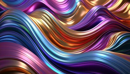 Abstract colorful Metallic Wavy Background. Generative AI 