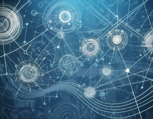 Fototapeta premium Art style Illustration of random symbols over blue background