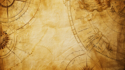 Empty Background of Old Nautical Chart: Vintage Maritime Map, Antique Ocean Navigation