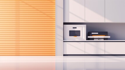 Modern workshop, automated machines working, flat design illustration, realistic photo, cinematography, hyper realistic