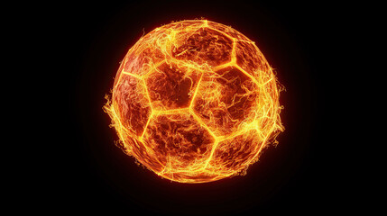 Fototapeta premium Fire Soccer Ball Isolated on Black Background: Fiery Sports Equipment, Flaming Football, Dynamic Sports Image, High-Energy Ball, Intense Heat, Burning Soccer Ball, Athletic Icon, Sports Photography