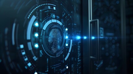 Obraz premium A high-resolution image of a digital fingerprint scanner securing access to a high-tech facility.