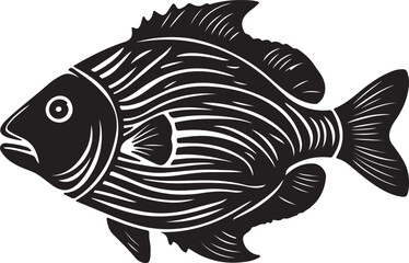 Black White Fish Art Silhouette Illustration