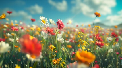Fototapeta premium Butterfly in Blooming Spring Meadow
