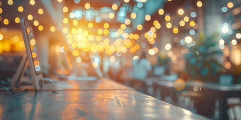 Obraz premium Office space blur workplace work space table work office computer abstract office bokeh background