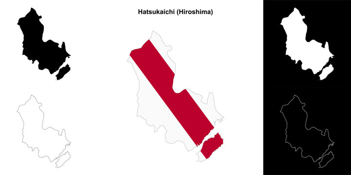 Hatsukaichi (Hiroshima) outline map set