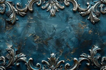 Baroque floral patterns with a classic blue background