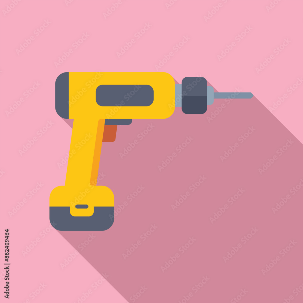 Wall mural yellow electric drill illustration representing construction, home improvement, and diy projects