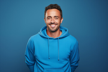 Smiling man on blue background