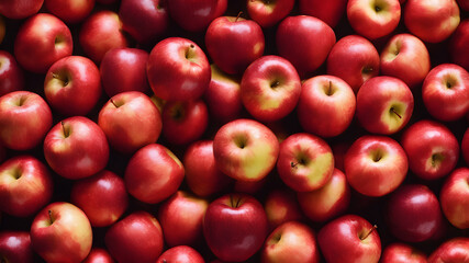 A vast array of ripe red apples. Generative AI