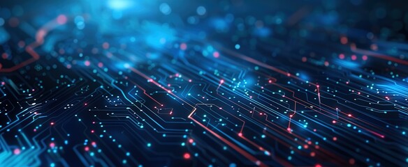 Obraz premium Abstract Circuit Board Design with Glowing Lines