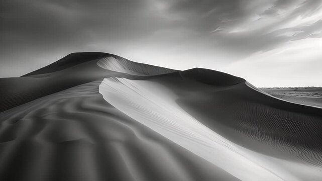 The rhythmic dance of wind and sand creates an otherworldly landscape that seems to exist in a different time and place. Black and white art