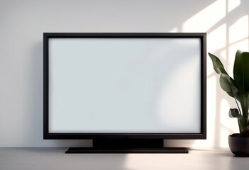 Fototapeta premium file tv large object background mockup cutout black shadow modern transparent television screen technology lcd digital monitor