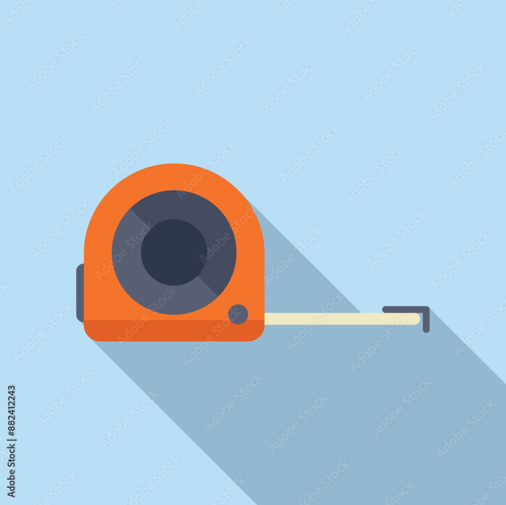 Poster measuring tape icon in flat style, measuring length and distance for construction and engineering