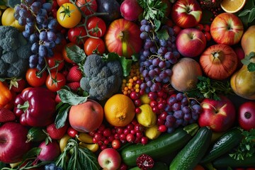 Abundant Harvest: A Colorful Display of Fresh Fruits and Vegetables