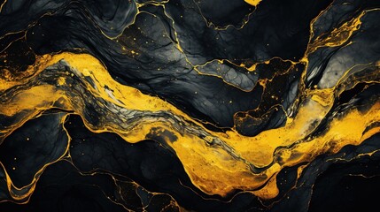 Obraz premium Abstract black and yellow marble liquid texture, luxury background