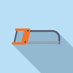 Hand saw casting a long shadow on a blue background, perfect for representing construction or diy projects