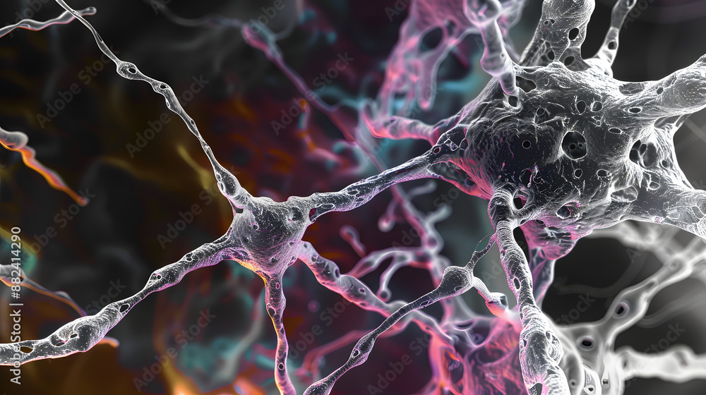 Poster a transmission electron microscopy image displaying the dynamic crosslinking between actin and spect