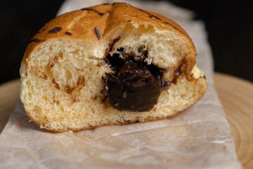 sweet dessert for tea with soft chocolate filling