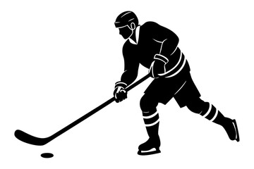 Obraz premium A hockey player raises the stick and flips for a powerful slapshot vector silhouette 