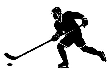 A hockey player raises the stick and flips for a powerful slapshot vector silhouette 