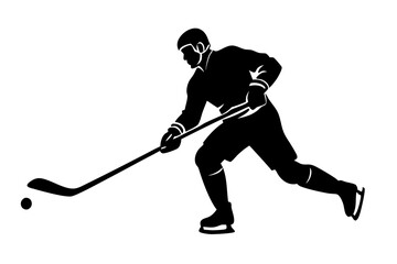 A hockey player raises the stick and flips for a powerful slapshot vector silhouette 