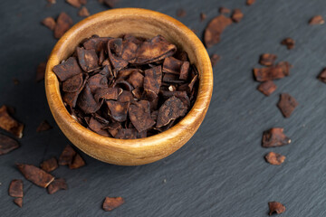 chocolate chips made from coconut pulp fried in chocolate