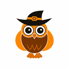 Halloween Owl with Halloween hat vector silhouette white background