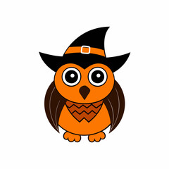 Halloween Owl with Halloween hat vector silhouette white background