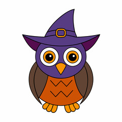 Halloween Owl with Halloween hat vector silhouette white background
