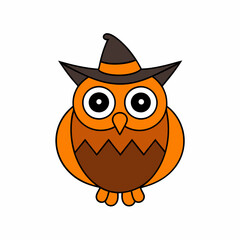 Halloween Owl with Halloween hat vector silhouette white background