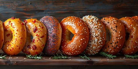 National Bagel Day bagels with various toppings, September 6th