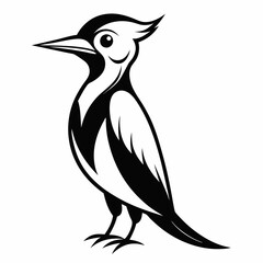Woodpecker vector silhouette white background