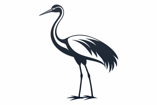 recommend clip art: clean line art silhouette Crane vector white background