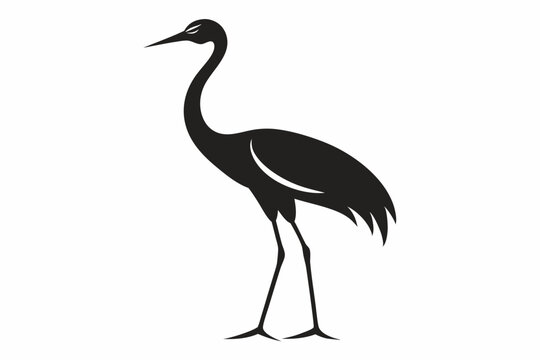 recommend clip art: clean line art silhouette Crane vector white background