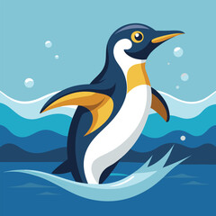 Emperor Penguin swims vector