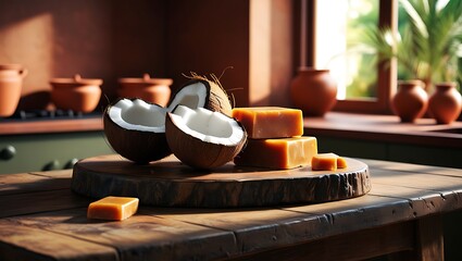 Coconut isolated set. Collection of whole coconut,