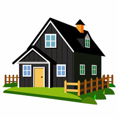 farm House in black color vector white background