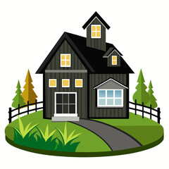 farm House in black color vector white background