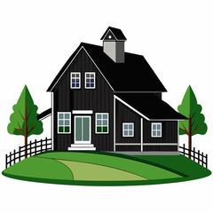 farm House in black color vector white background