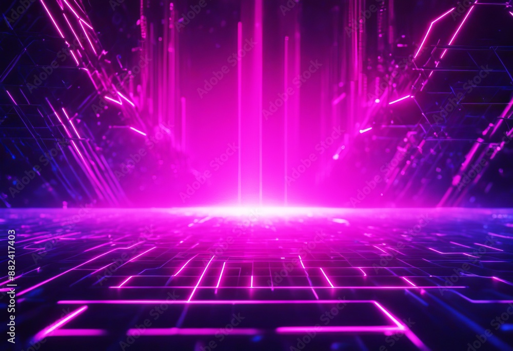 Poster blue glow background ultra space render abstract light pink lines network data neon violet 3d string