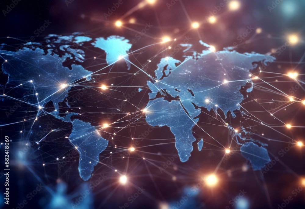Poster global concept diagram network market stock link connection communication chart technology internet 