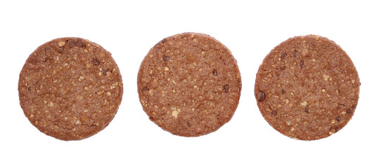 Wholegrain with rolled oats and chocolate, isolated on white
