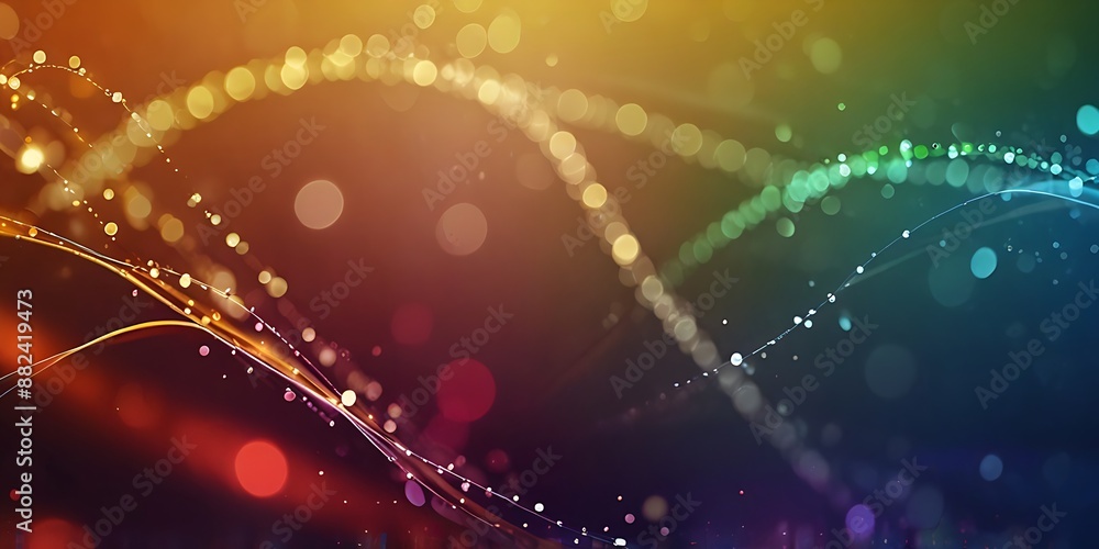 Aufkleber abstract waving particle technology background, dynamic curve science background