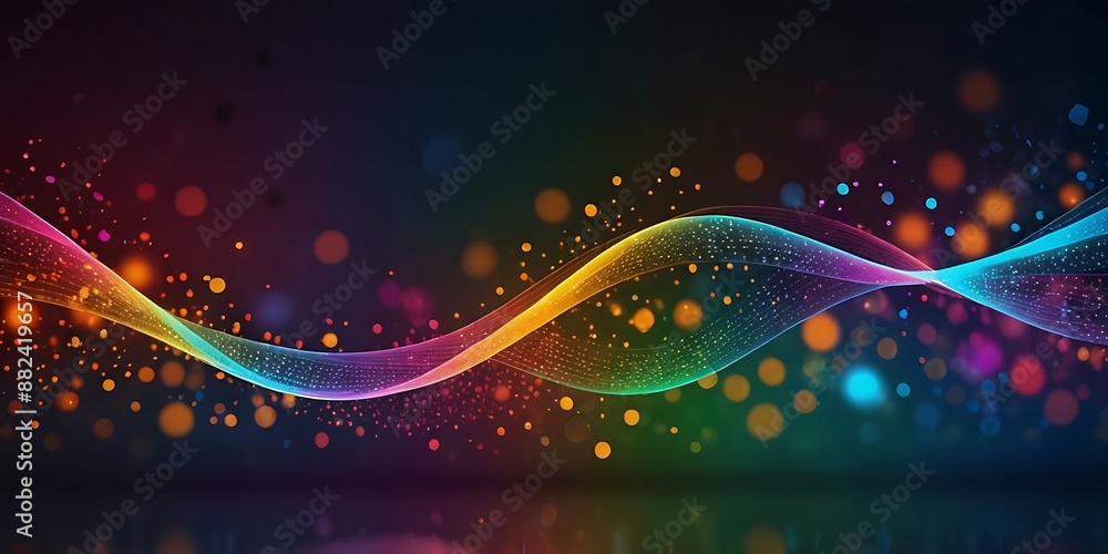 Aufkleber abstract waving particle technology background, dynamic curve science background