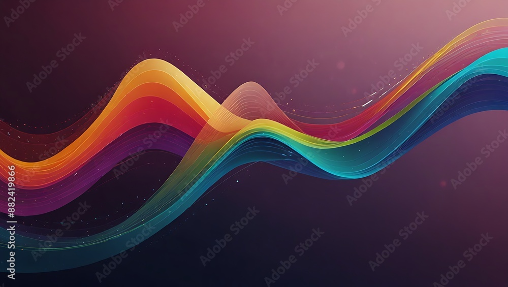 Leinwandbilder abstract waving particle technology background, dynamic curve science background